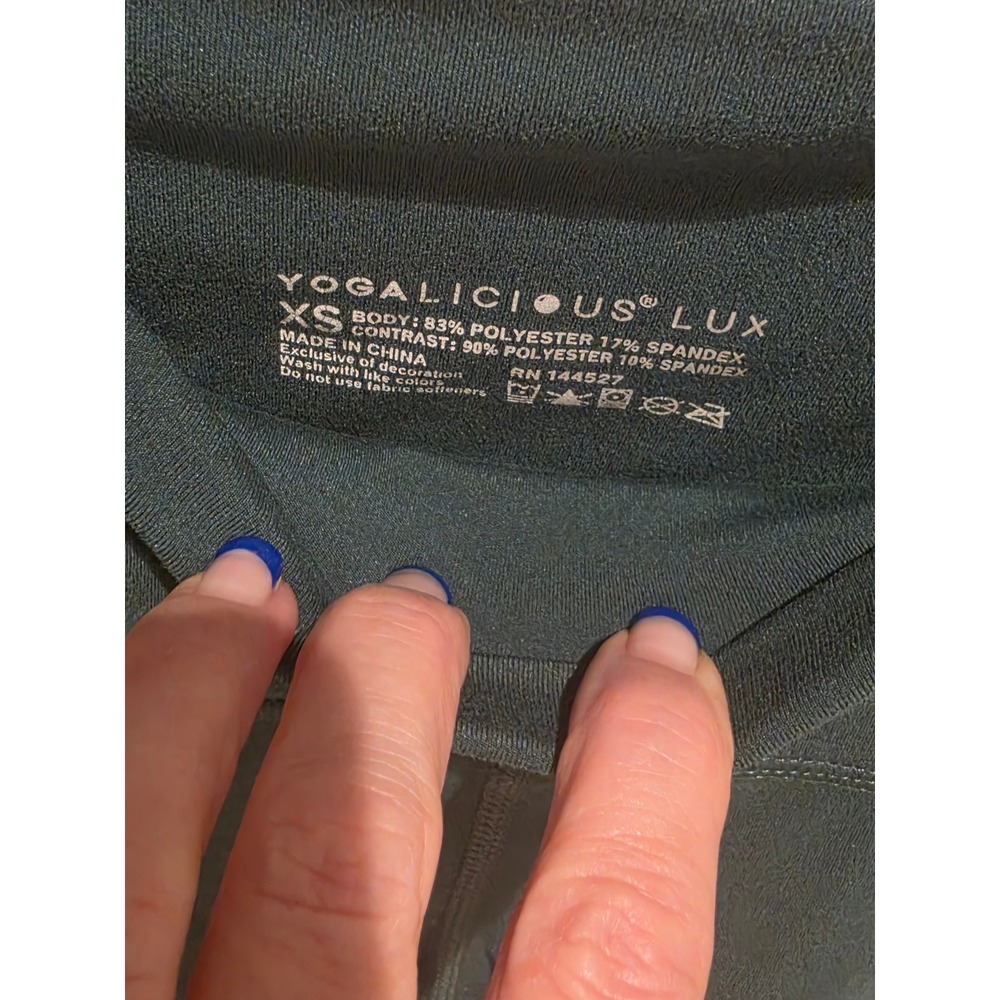 Yogalicious Lux Womens XS Green High Waisted Pocket Leggings Gym Yoga RN 144527 - Picture 3 of 3